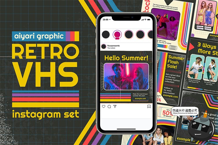 图片[1]-潮流复古VHS录像带怀旧海报图文排版AI矢量PSD模板海报版式素材-设计猿