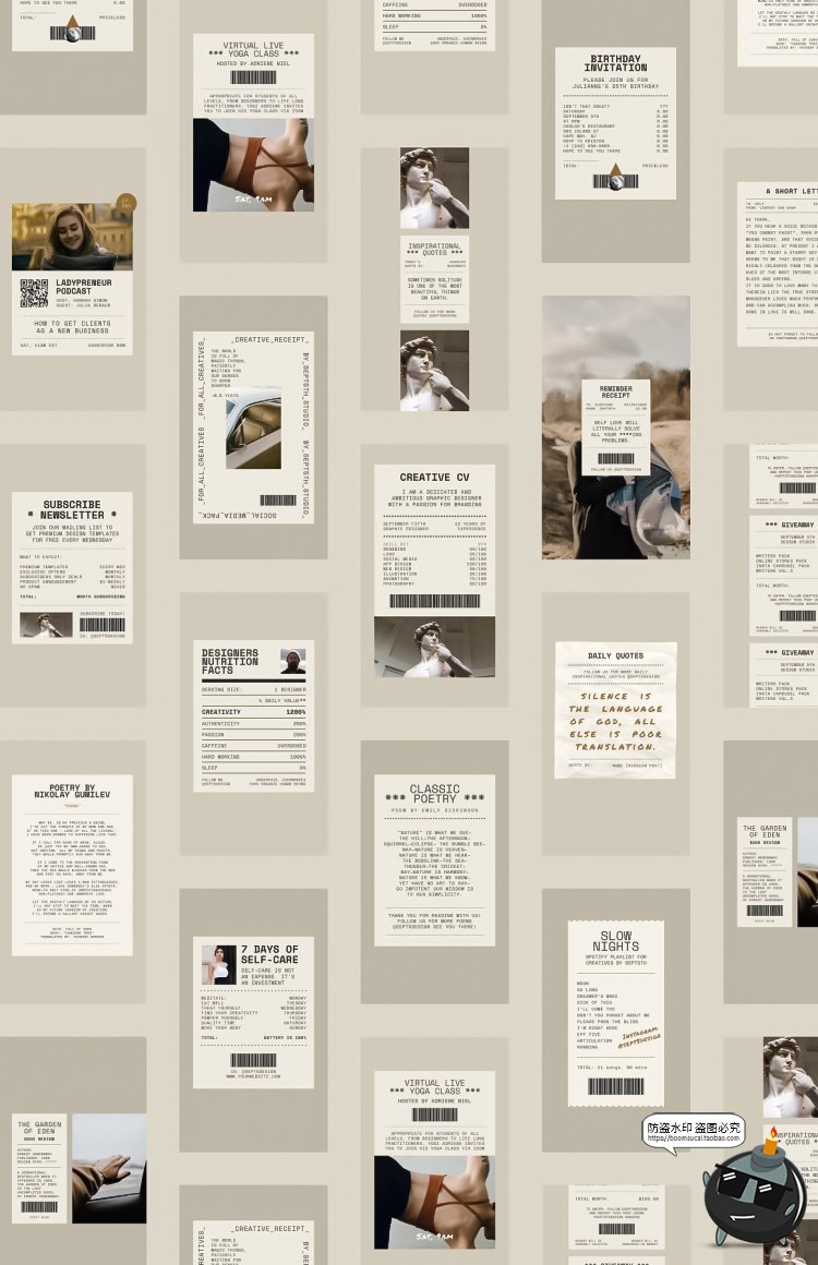 图片[7]-社交消费收据购物清单创意排版版式文案图文排版PSD模板PS素材-设计猿