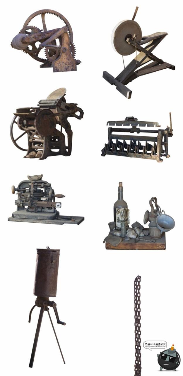 图片[1]-西部马车古老农场牧场工地推车场景道具装饰元素后期合成PNG素材-设计猿