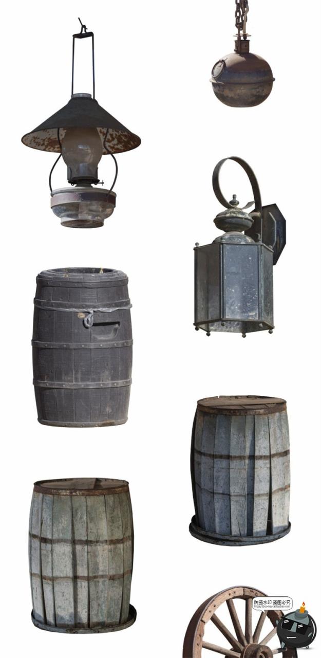 图片[2]-西部马车古老农场牧场工地推车场景道具装饰元素后期合成PNG素材-设计猿