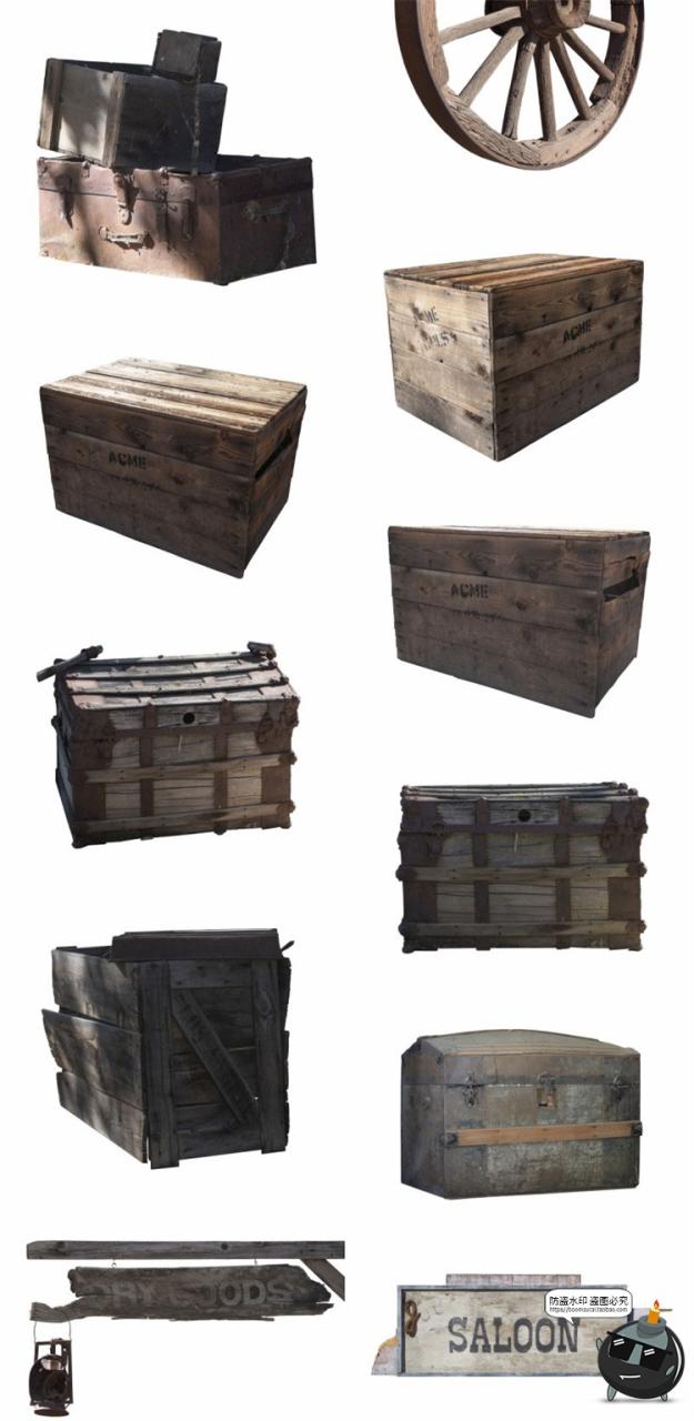 图片[3]-西部马车古老农场牧场工地推车场景道具装饰元素后期合成PNG素材-设计猿