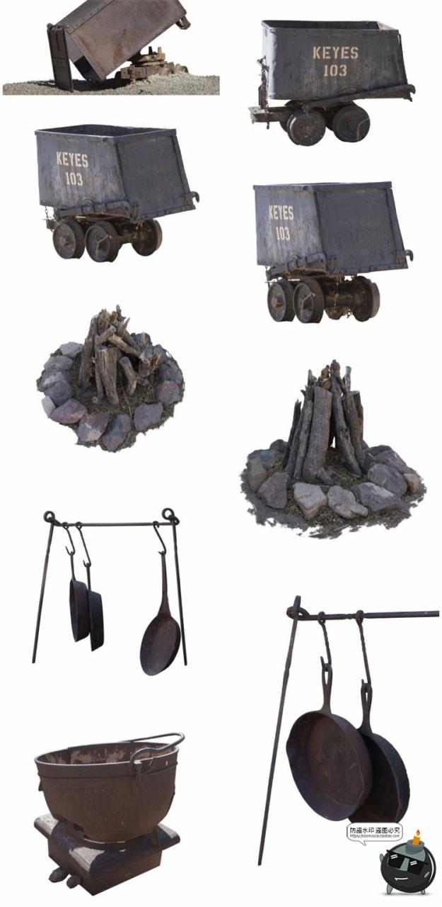 图片[6]-西部马车古老农场牧场工地推车场景道具装饰元素后期合成PNG素材-设计猿