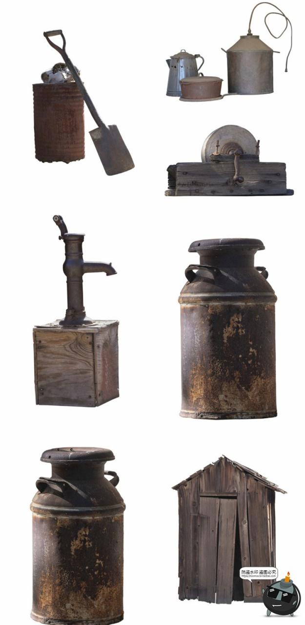 图片[7]-西部马车古老农场牧场工地推车场景道具装饰元素后期合成PNG素材-设计猿