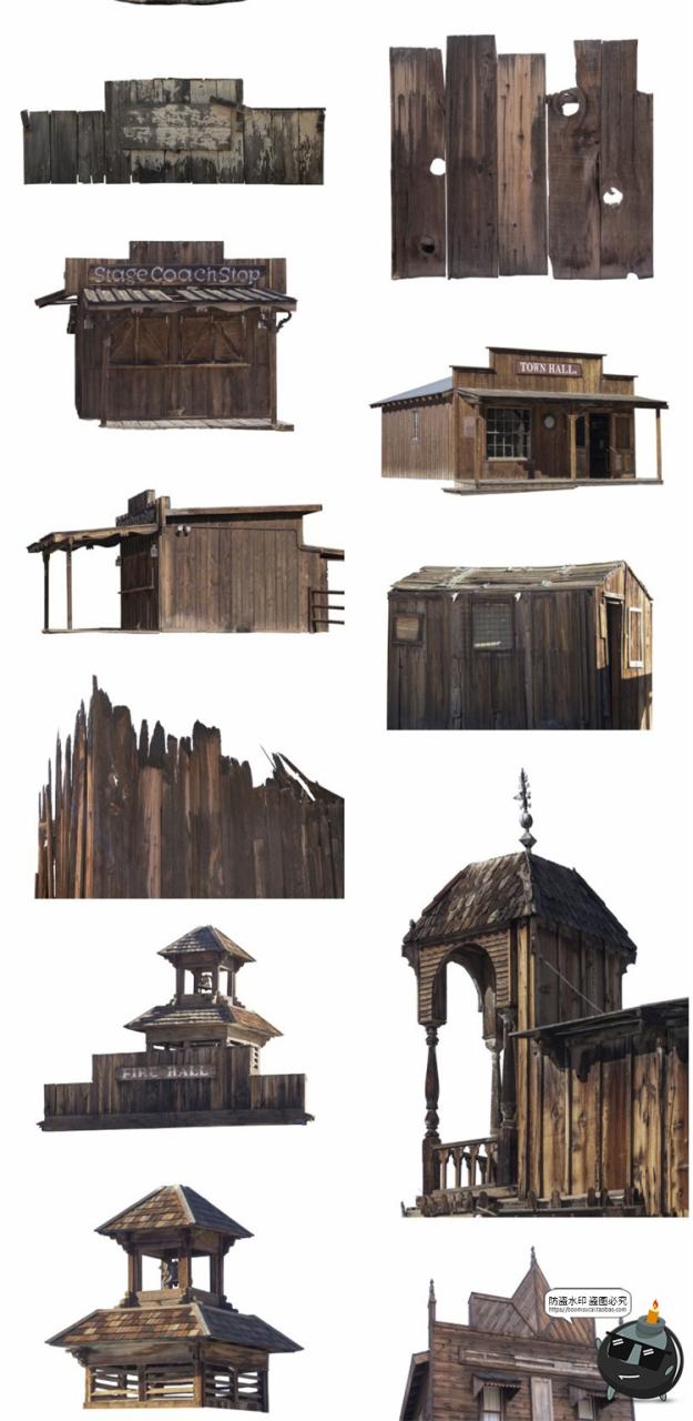 图片[8]-西部马车古老农场牧场工地推车场景道具装饰元素后期合成PNG素材-设计猿