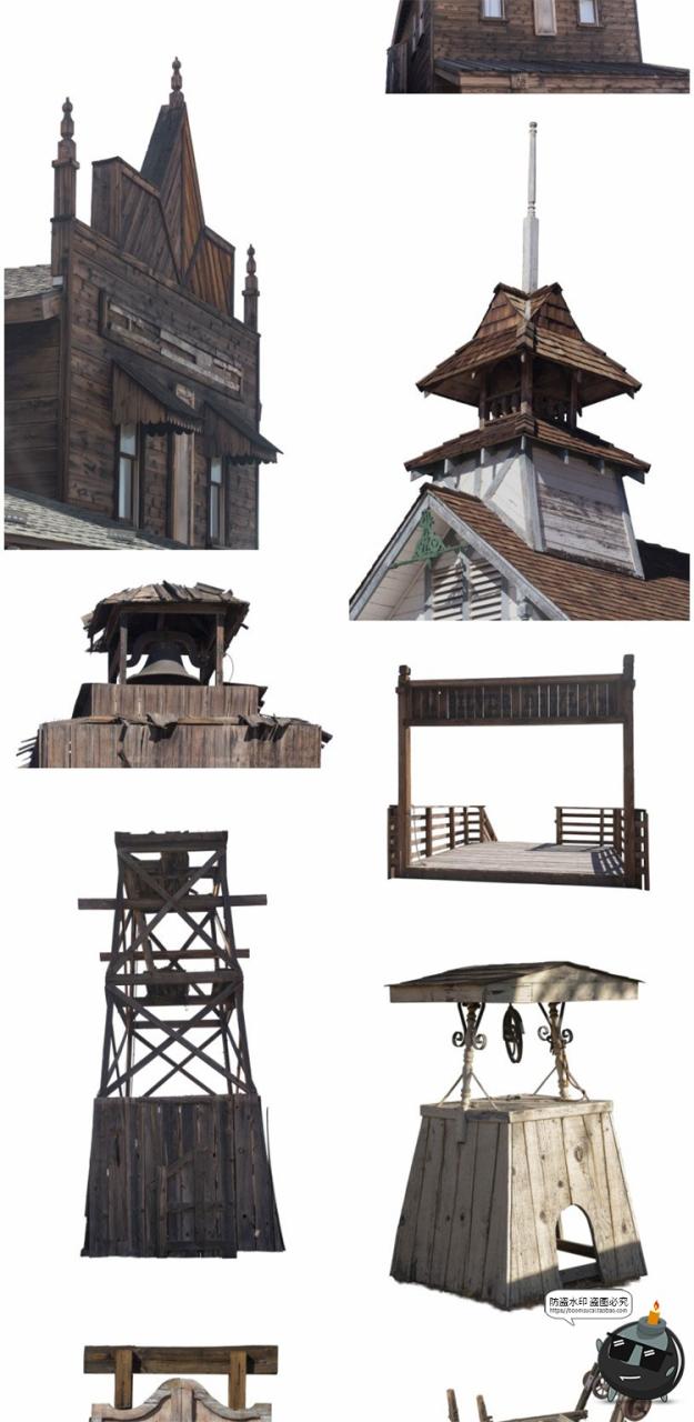 图片[9]-西部马车古老农场牧场工地推车场景道具装饰元素后期合成PNG素材-设计猿