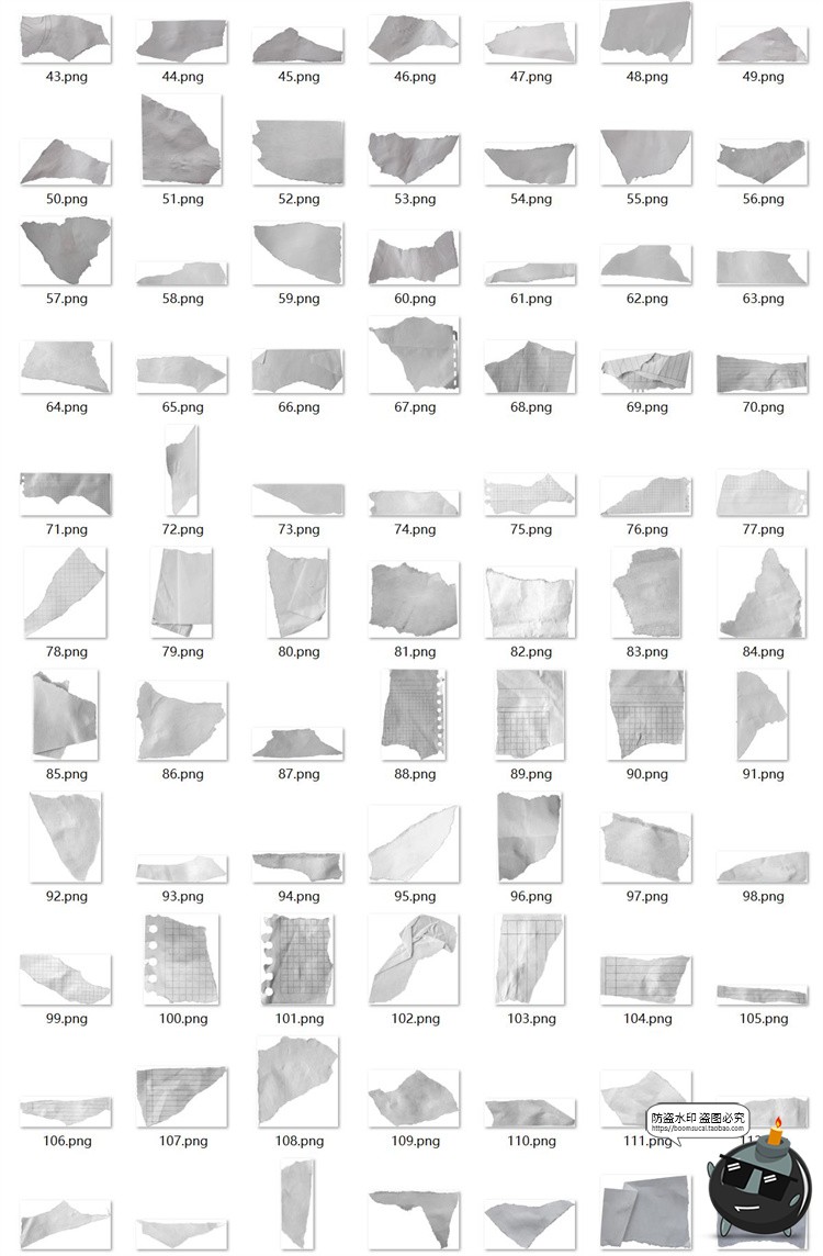 图片[6]-做旧破碎褶皱撕裂废弃纸张撕纸碎片纸片PNG免抠图后期剪切画素材-设计猿