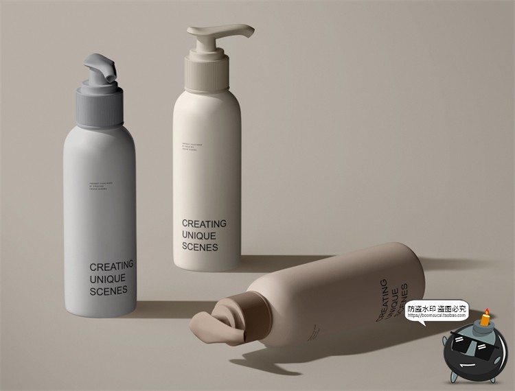 图片[2]-侘寂美妆护肤品化妆品泵瓶分装瓶产品包装贴图PSD模板样机PS素材-设计猿