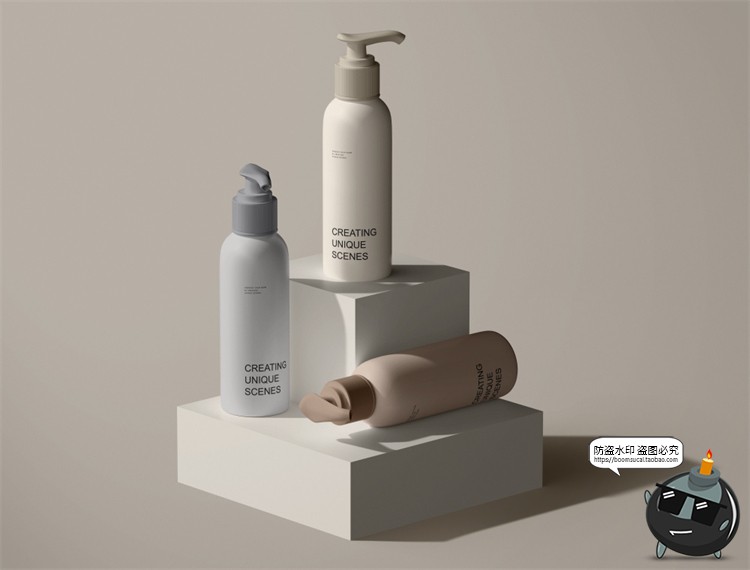 图片[3]-侘寂美妆护肤品化妆品泵瓶分装瓶产品包装贴图PSD模板样机PS素材-设计猿