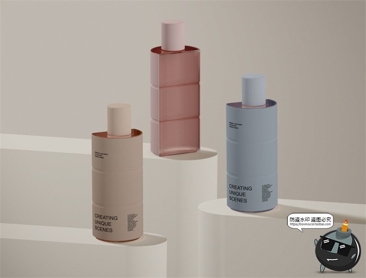 图片[4]-侘寂美妆护肤品化妆品泵瓶分装瓶产品包装贴图PSD模板样机PS素材-设计猿