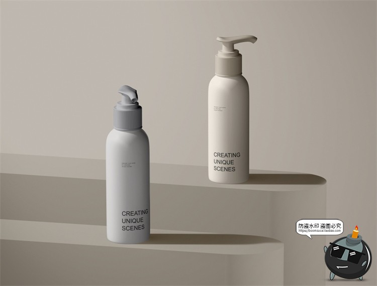 图片[6]-侘寂美妆护肤品化妆品泵瓶分装瓶产品包装贴图PSD模板样机PS素材-设计猿