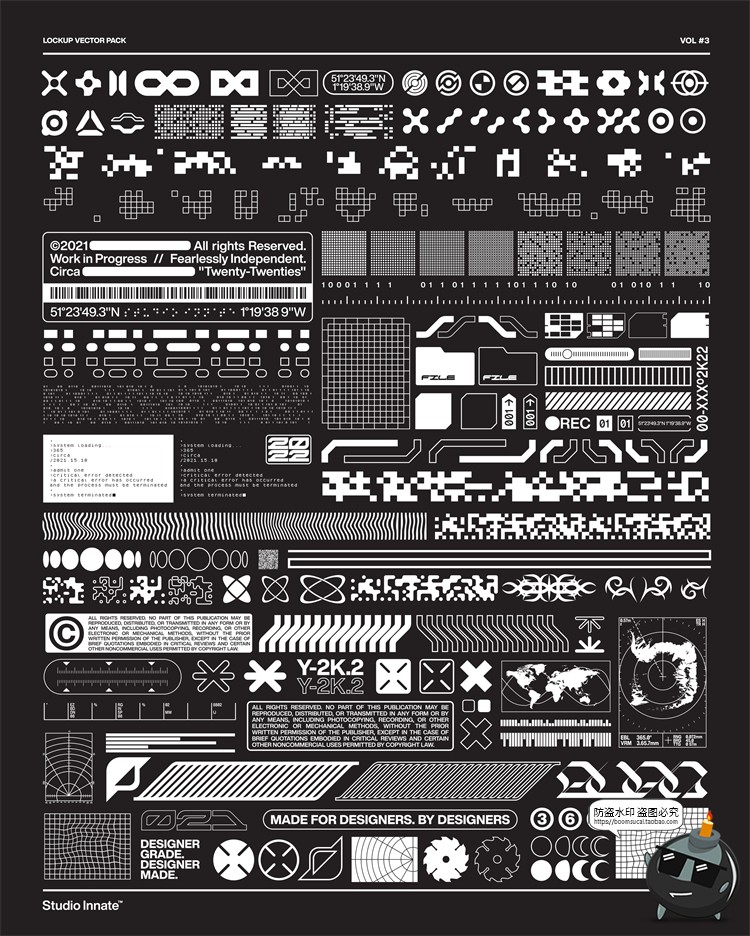 图片[1]-赛博HUD机能图标图形边框抽象几何海报排版AI矢量元素PNG免抠素材-设计猿