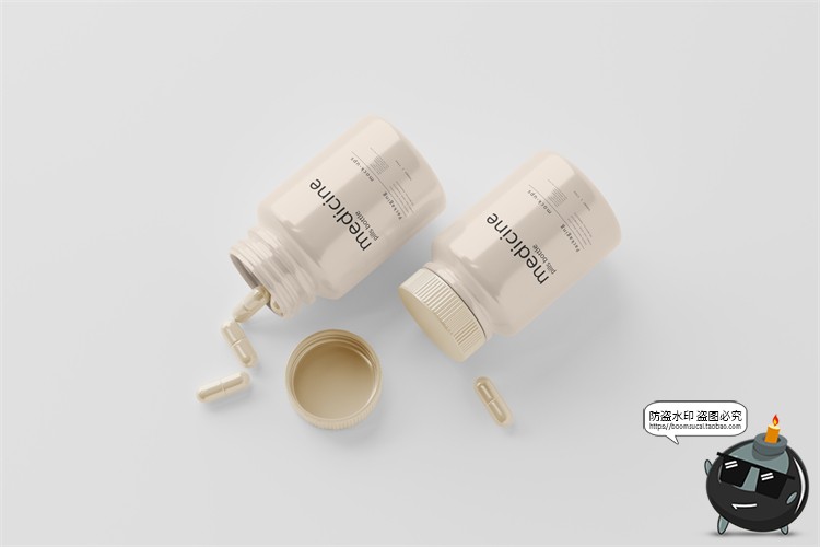 图片[5]-简约胶囊塑料瓶药瓶小罐包装盒纸盒PSD模板智能贴图样机PS素材-设计猿