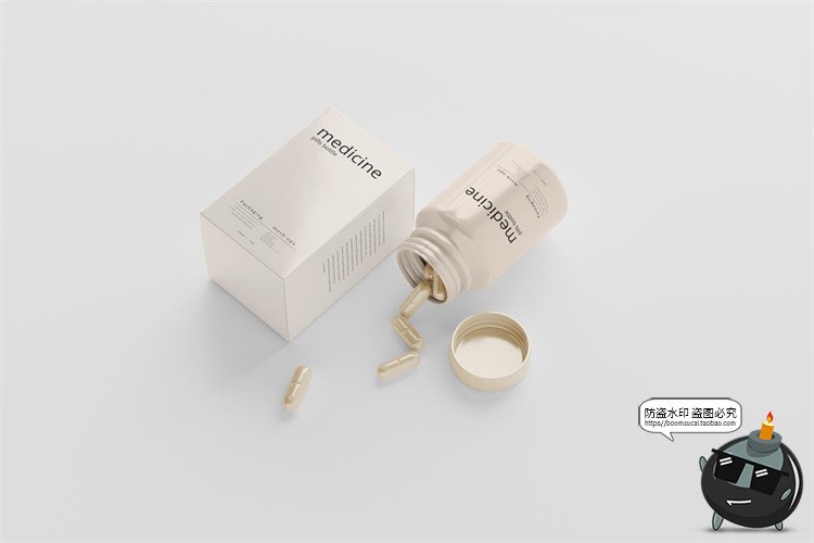 图片[9]-简约胶囊塑料瓶药瓶小罐包装盒纸盒PSD模板智能贴图样机PS素材-设计猿