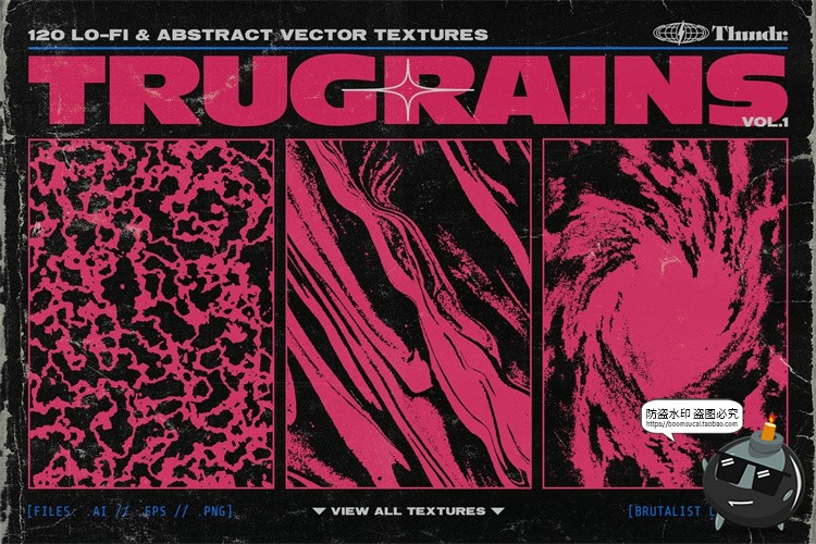 图片[1]-酸性复古野兽风Y2K抽象木纹流体AI矢量艺术背景包装图案纹理素材-设计猿