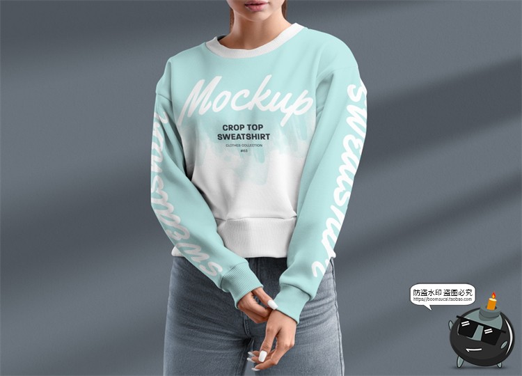 图片[12]-女款长袖圆领套头宽松休闲运动卫衣模特展示效果图PSD样机PS素材-设计猿