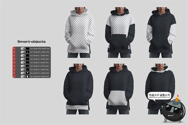 图片[3]-潮流Oversize宽松连帽套头卫衣模特展示效果样机PSD模板PS素材-设计猿