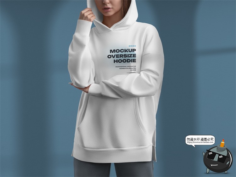 图片[11]-潮流Oversize宽松连帽套头卫衣模特展示效果样机PSD模板PS素材-设计猿
