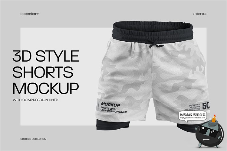 图片[1]-跑步训练紧身运动短裤子印花图案贴图样机效果展示PSD模板PS素材-设计猿