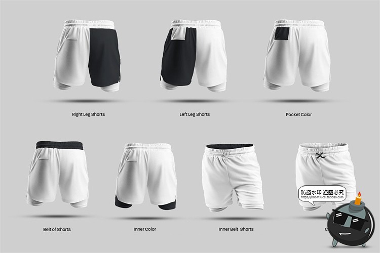 图片[3]-跑步训练紧身运动短裤子印花图案贴图样机效果展示PSD模板PS素材-设计猿