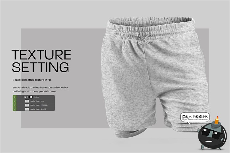 图片[4]-跑步训练紧身运动短裤子印花图案贴图样机效果展示PSD模板PS素材-设计猿