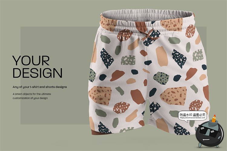 图片[5]-跑步训练紧身运动短裤子印花图案贴图样机效果展示PSD模板PS素材-设计猿