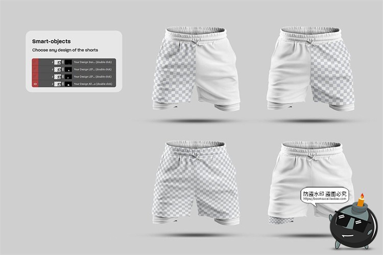 图片[7]-跑步训练紧身运动短裤子印花图案贴图样机效果展示PSD模板PS素材-设计猿