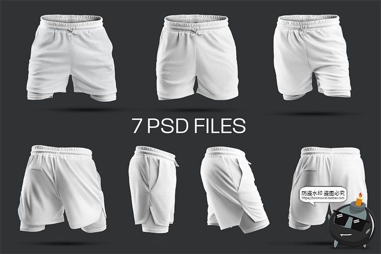 图片[8]-跑步训练紧身运动短裤子印花图案贴图样机效果展示PSD模板PS素材-设计猿