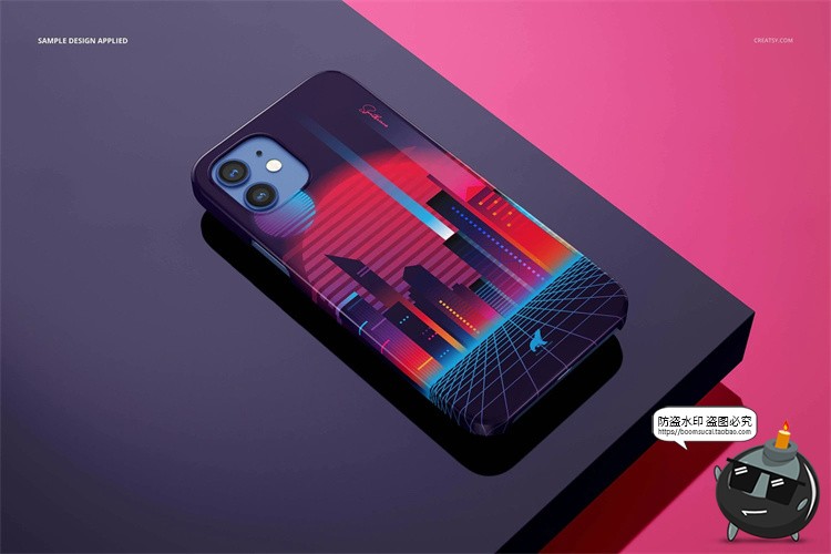 图片[23]-苹果iPhone 12手机保护壳硬壳直角边贴图展示效果PSD模板样机素材-设计猿