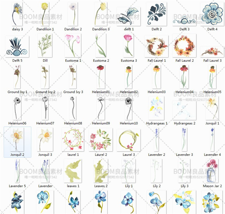 图片[3]-唯美水彩风花朵集合玫瑰百合郁金香请柬贺卡片印刷PNG免扣PS素材-设计猿