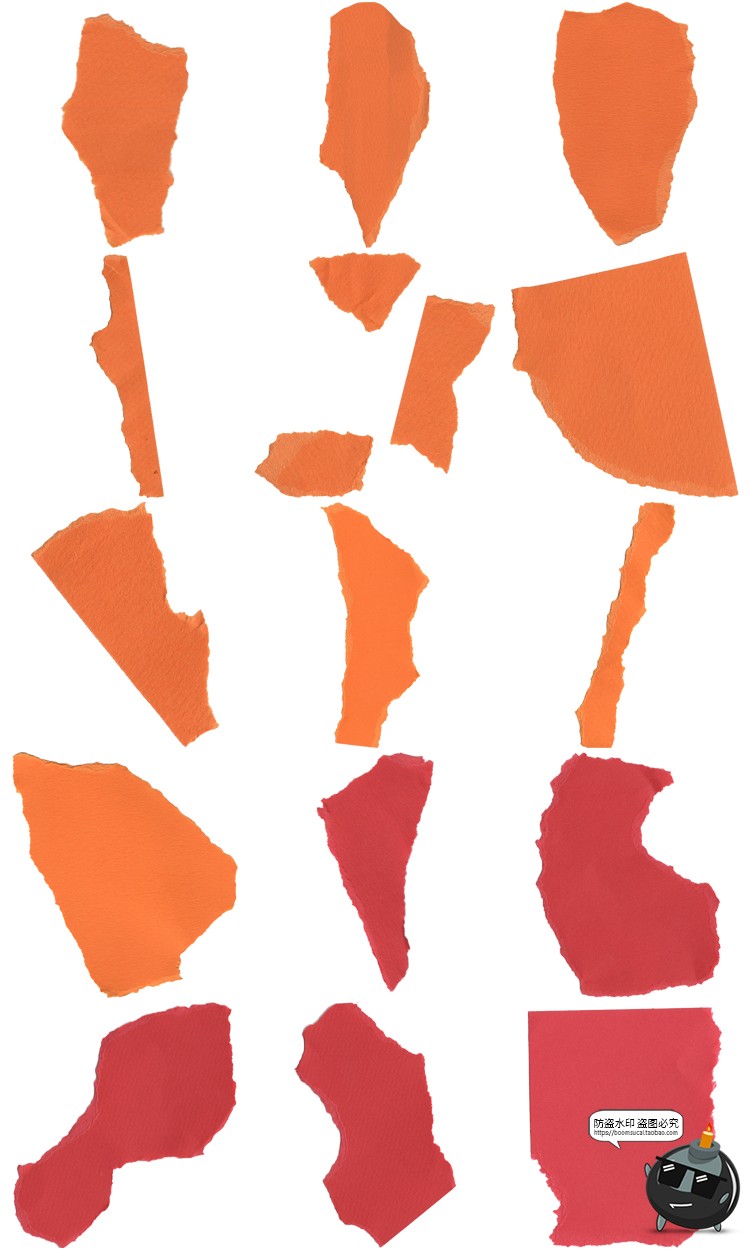 图片[6]-撕裂纸张撕纸碎片卡纸硬纸毛边纹理背景后期装饰元素PNG免抠素材6.-设计猿