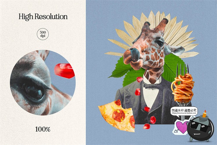 图片[10]-复古波普蒸汽波拼接剪贴画人物建筑植物撕纸笔迹抽象PNG免抠素材-设计猿