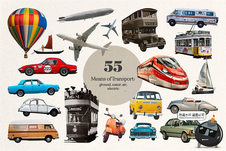 图片[12]-复古波普蒸汽波拼接剪贴画人物建筑植物撕纸笔迹抽象PNG免抠素材-设计猿