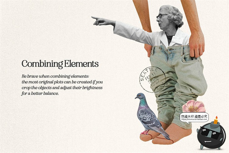 图片[18]-复古波普蒸汽波拼接剪贴画人物建筑植物撕纸笔迹抽象PNG免抠素材-设计猿