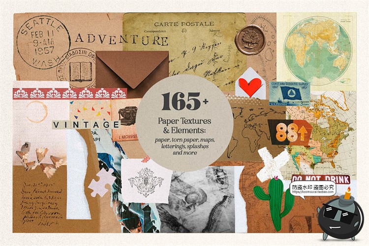 图片[20]-复古波普蒸汽波拼接剪贴画人物建筑植物撕纸笔迹抽象PNG免抠素材-设计猿