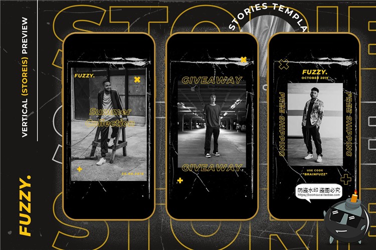 图片[3]-划痕效果刮痕斑驳风格做旧图文排版个性宣传海报PSD模板PS素材-设计猿