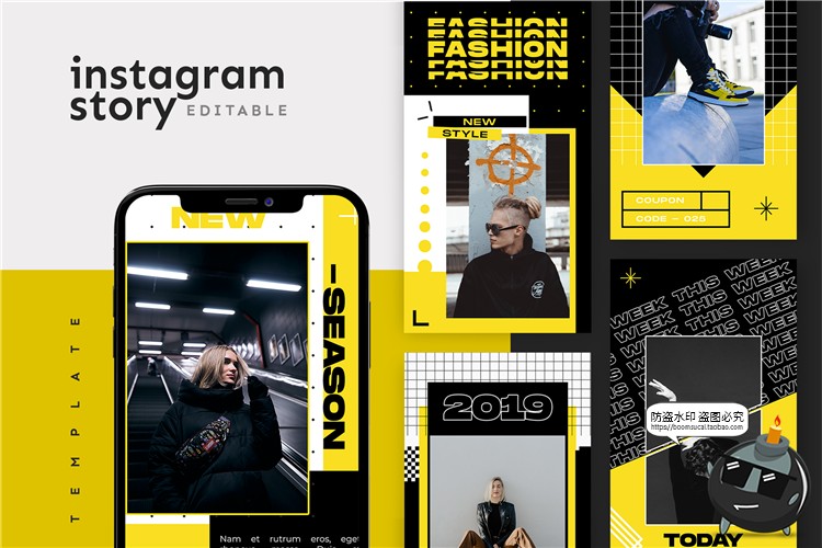 图片[1]-配色前卫潮流潮牌时尚品牌新品宣传海报图文排版PSD模板PS素材-设计猿