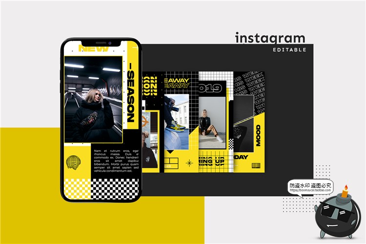 图片[2]-配色前卫潮流潮牌时尚品牌新品宣传海报图文排版PSD模板PS素材-设计猿