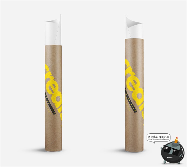 图片[2]-海报管筒瓦楞纸管状长条包装效果展示mockups样机PSD模板PS素材-设计猿