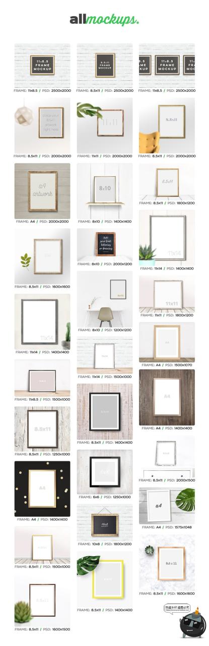 图片[3]-文艺木质画框木框相框场景模拟效果展示mockups样机PSD模板PS素材-设计猿