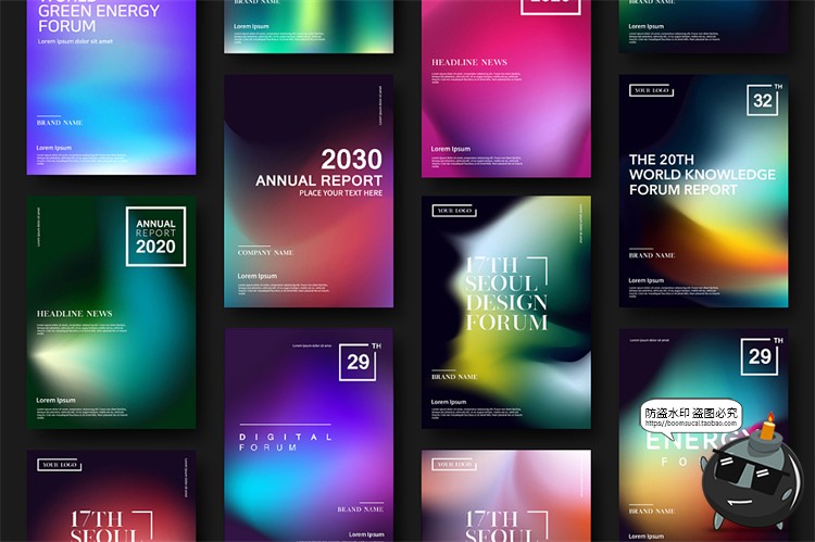 图片[1]-炫彩极简流体渐变科技风格毕业宣传册封面海报主视觉AI矢量素材-设计猿