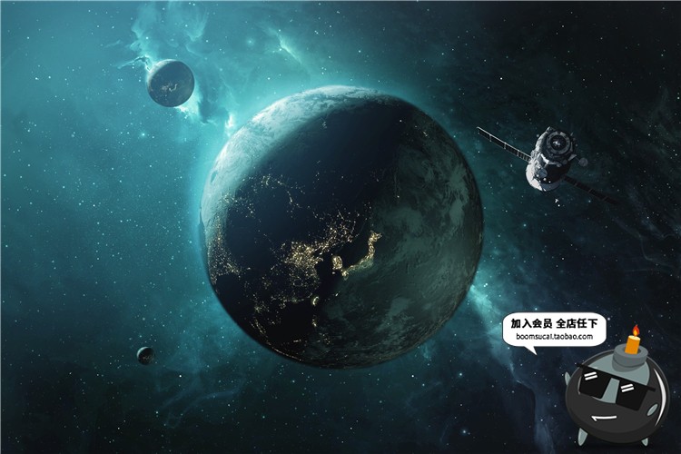 图片[8]-科幻外太空宇宙空间行星太阳地球星球冲击海报背景PSD模板PS素材-设计猿