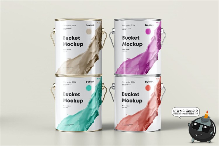 图片[1]-金属油漆桶乳胶漆涂料包装铁桶效果展示mockups样机PSD模板PS素材-设计猿