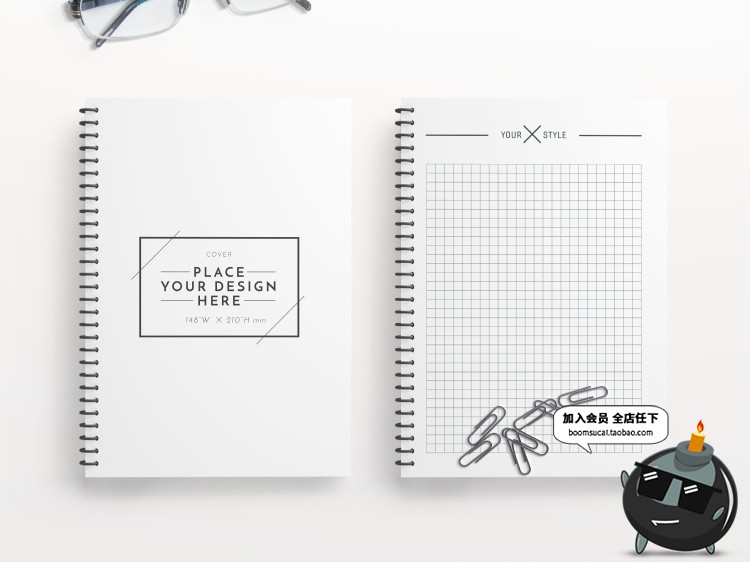 图片[1]-活页装订螺纹本子笔记本记事本PSD智能效果贴图文创样机模板素材-设计猿