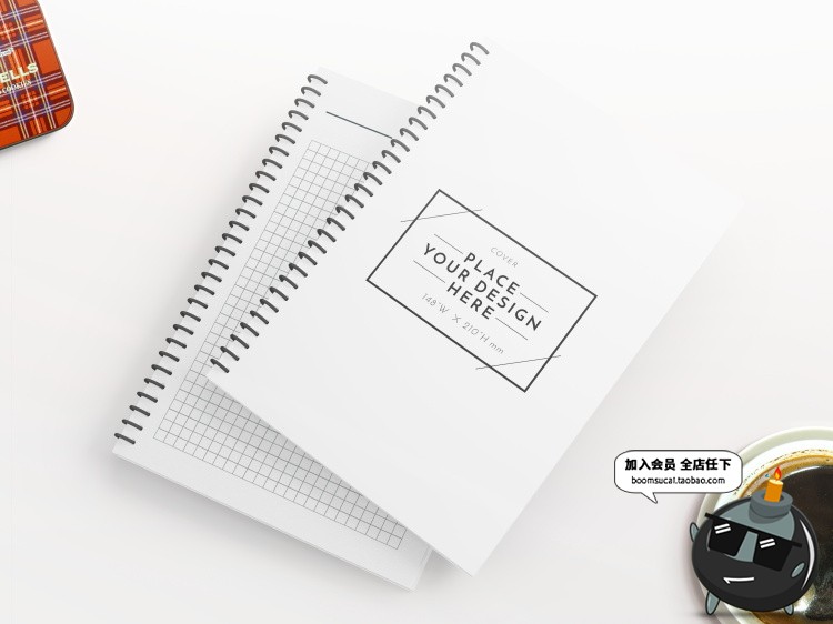 图片[2]-活页装订螺纹本子笔记本记事本PSD智能效果贴图文创样机模板素材-设计猿