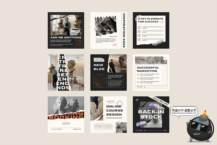 图片[2]-都市极简美学艺术撕纸海报图文自媒体推文排版版式PSD模板PS素材-设计猿