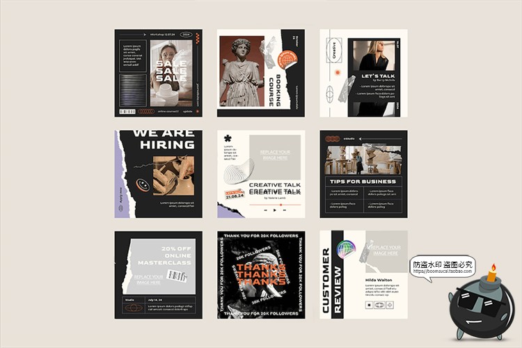 图片[4]-都市极简美学艺术撕纸海报图文自媒体推文排版版式PSD模板PS素材-设计猿