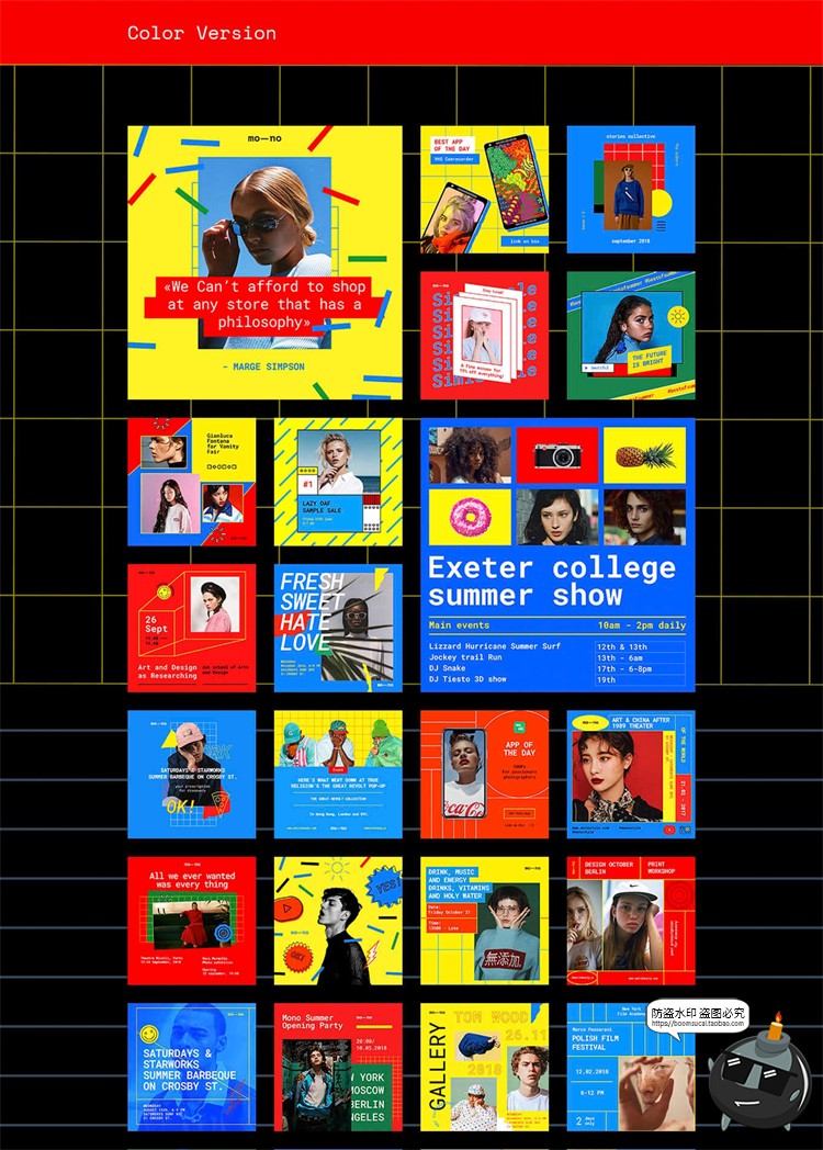 图片[5]-创意卡通撞色彩图文自媒体推文海报广告图片排版PSD模板PS素材-设计猿