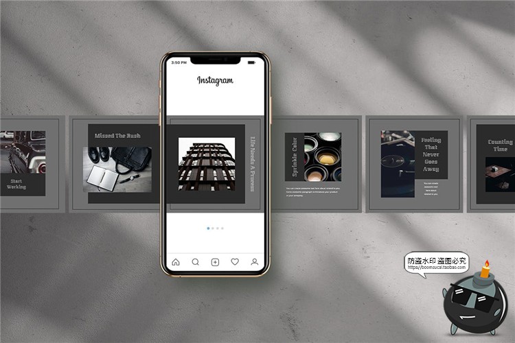 图片[2]-优雅灰色简约单色品牌故事宣传海报贴图图文排版PSD模板PS素材-设计猿