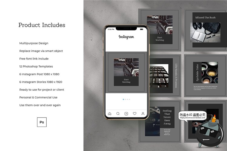 图片[3]-优雅灰色简约单色品牌故事宣传海报贴图图文排版PSD模板PS素材-设计猿