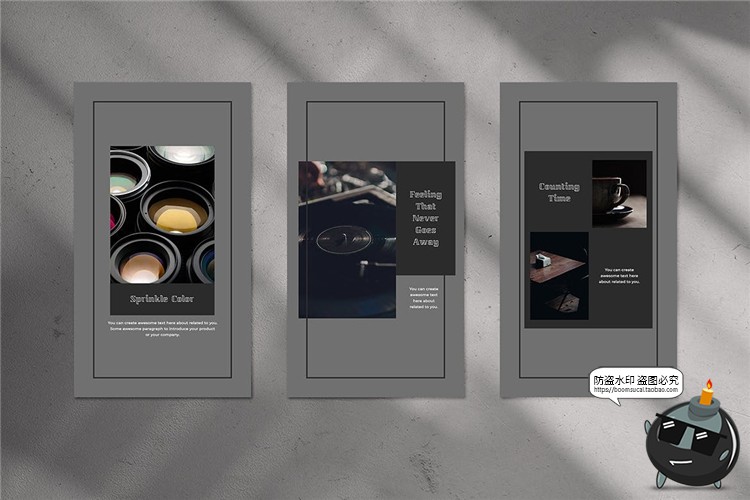 图片[4]-优雅灰色简约单色品牌故事宣传海报贴图图文排版PSD模板PS素材-设计猿